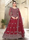 Maroon Colour viana vol 4 Designer Fancy Heavy Festive Wear Butterfly Net With Embroidery Work Gown With Dupatta Collection Viana18